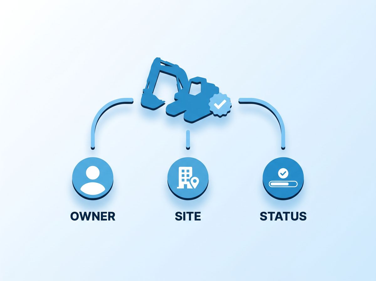Accountability chain linking each asset to its owner, site, and status