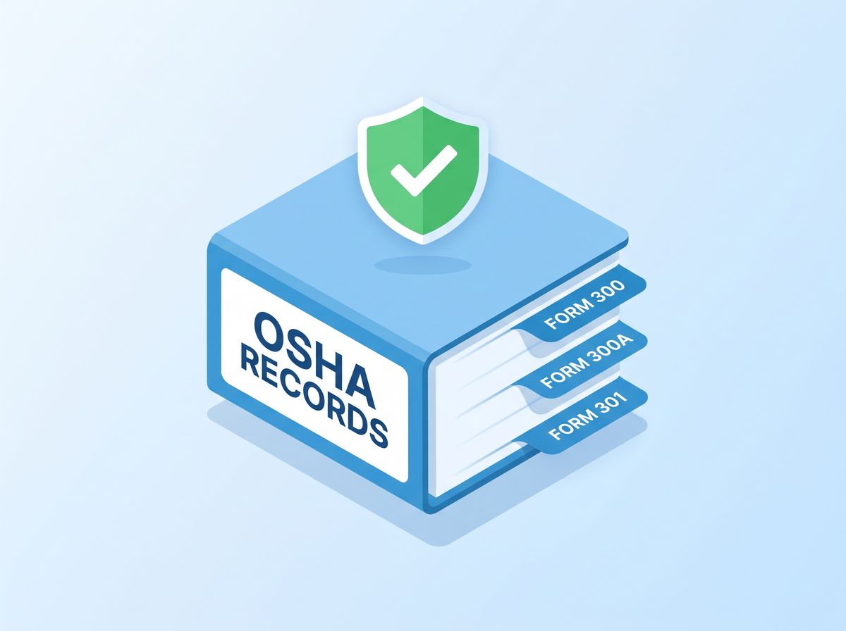 OSHA Records binder with Form 300, Form 300A, and Form 301 tabs