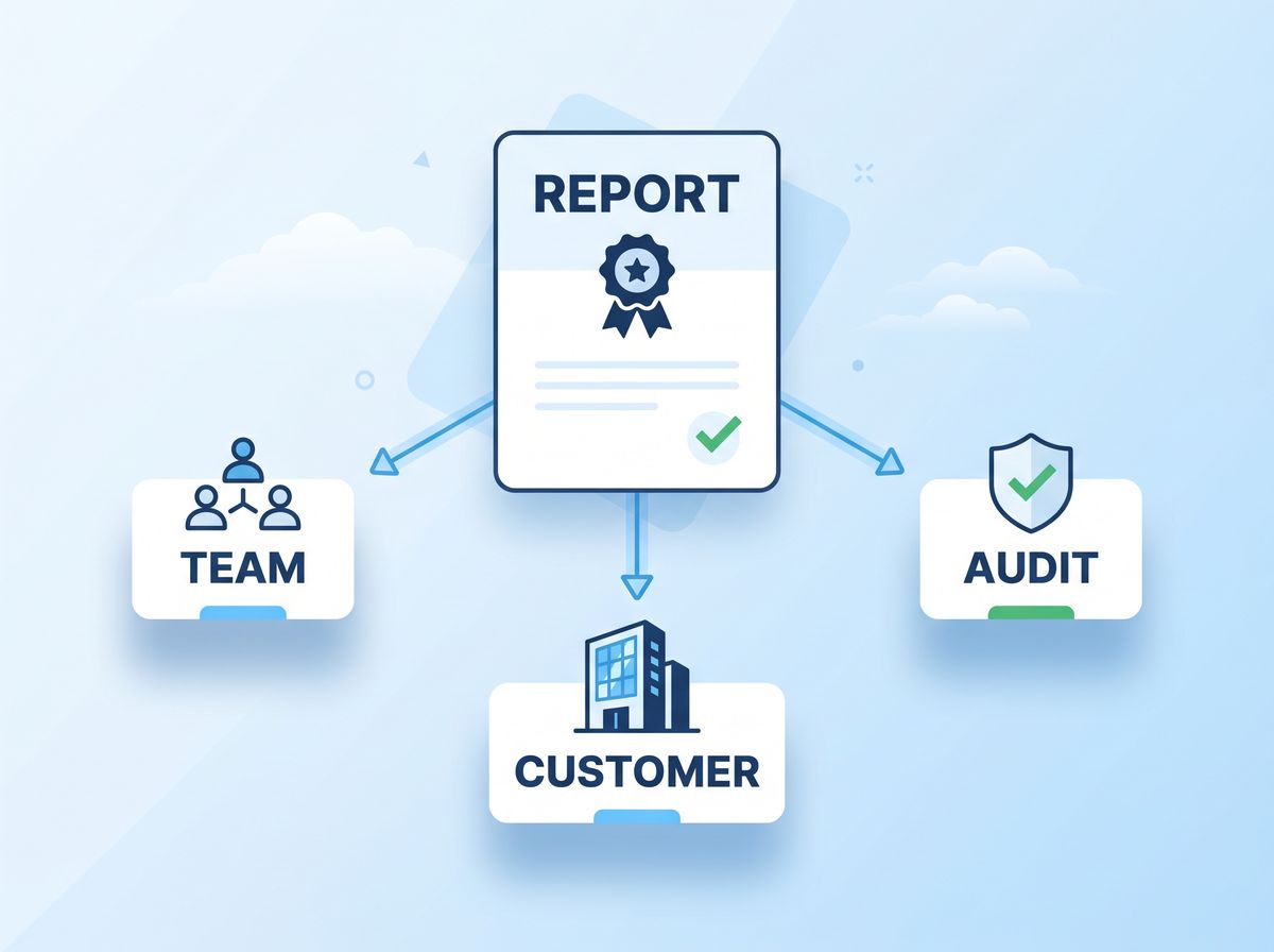 Inspection report distributed to team, customer, and audit destinations
