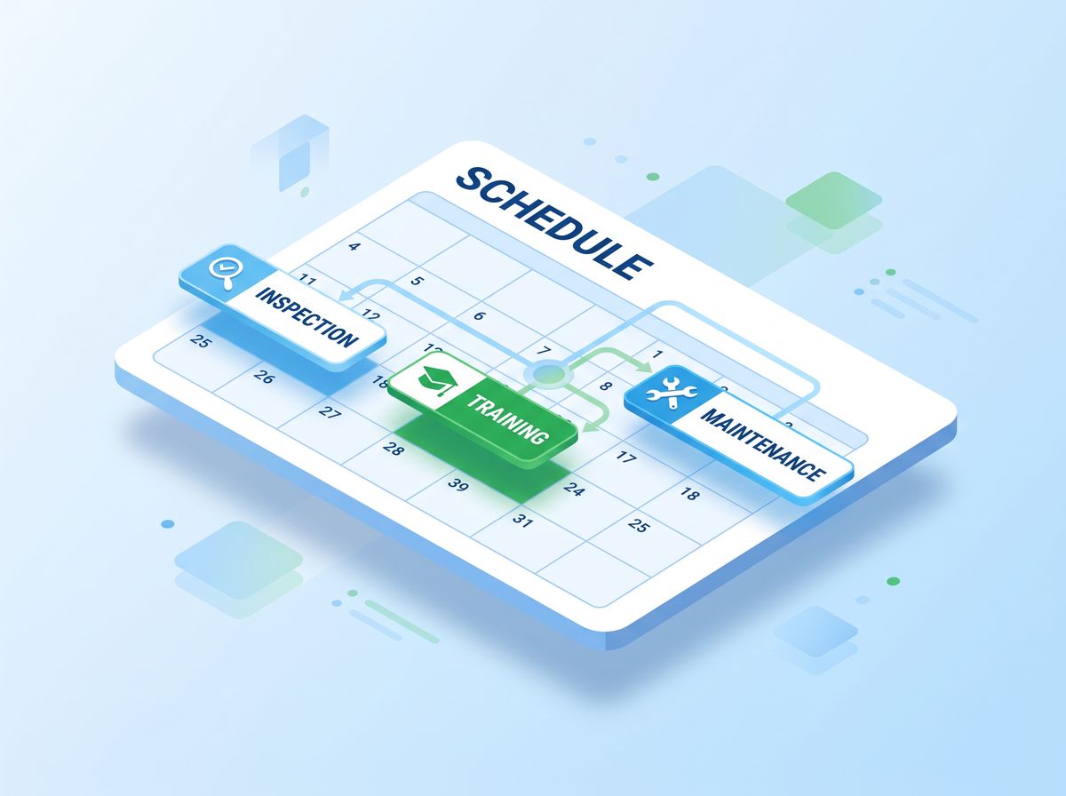 Unified schedule calendar showing inspections, training, and maintenance events