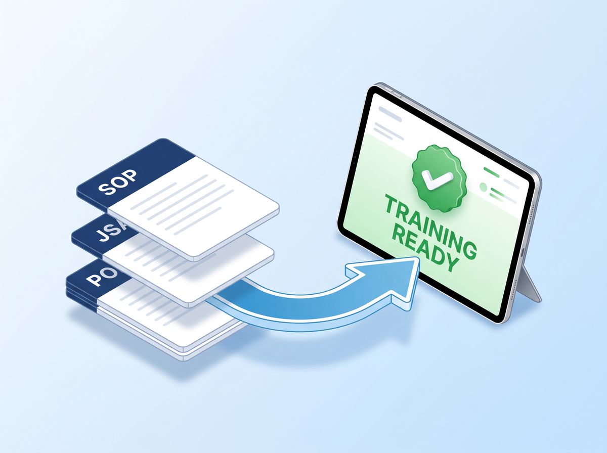 Company SOPs, JSAs, and policies converted into ready-to-deploy training
